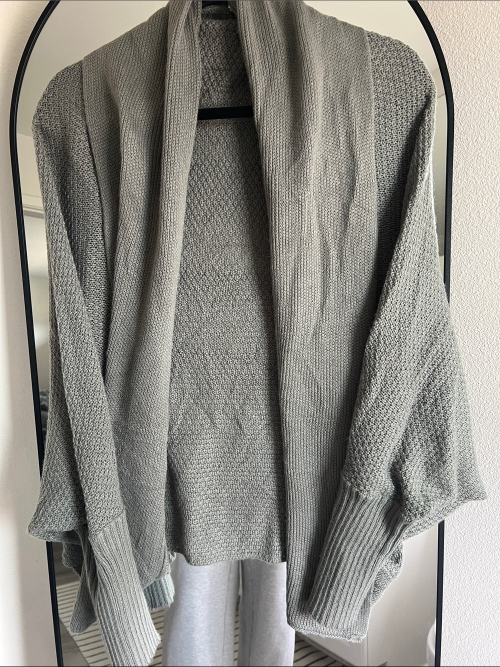 Gray Open-Front Knit Women’s Sweater